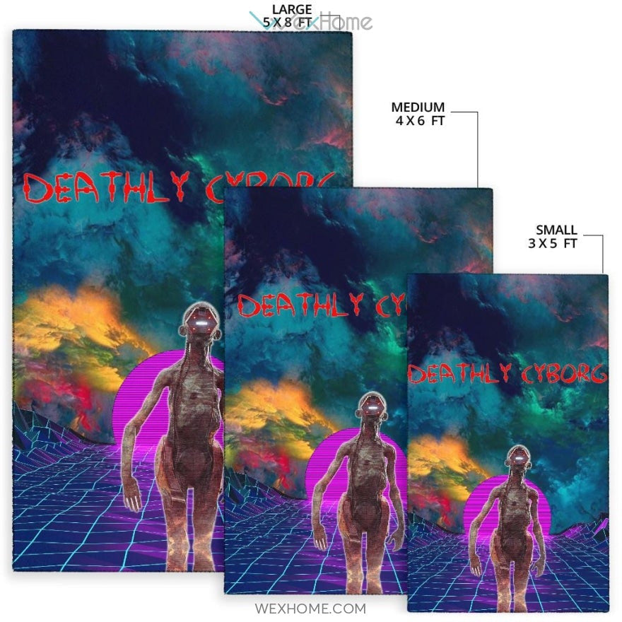 Horror Movie Deathly Cyborg Alien And Robot Retrowave Area Rug Home Decor