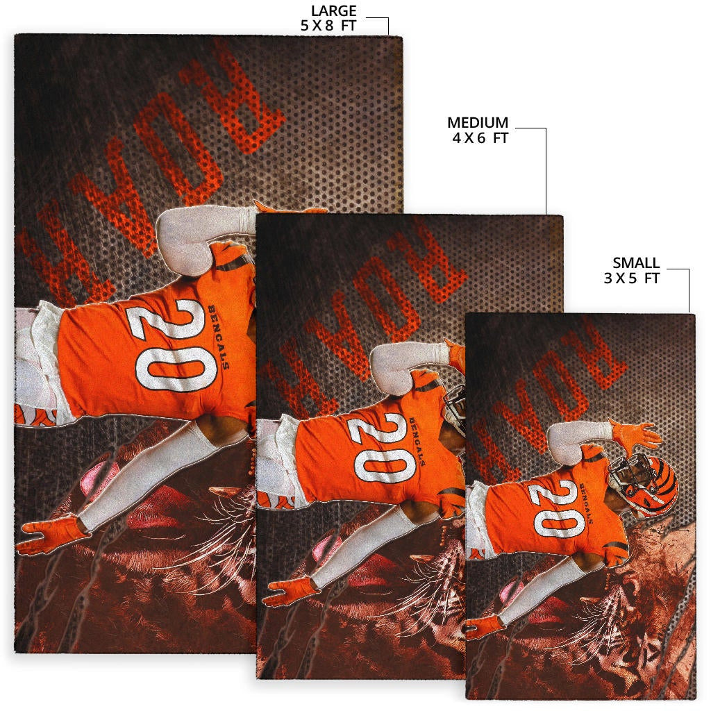 Cincinnati Bengals American Football Eli Apple Bengal Tiger Roar Claw Scratches Area Rug Home Decor