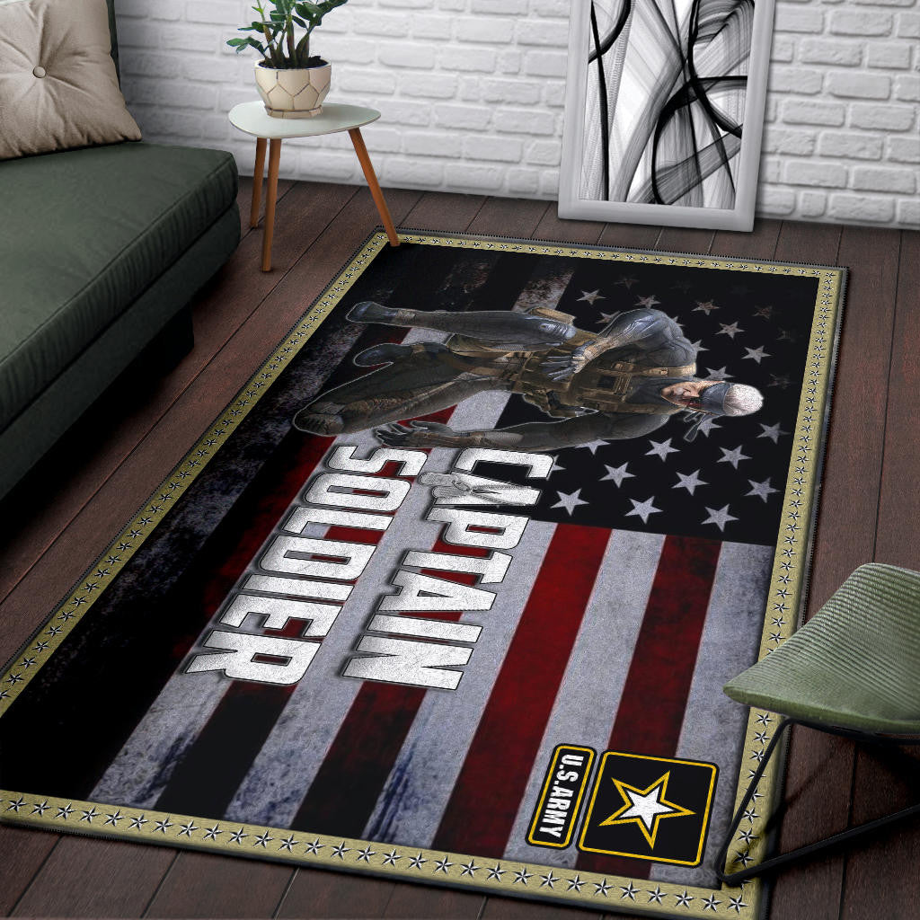 US Independence Day Captain Soldier US Flag Area Rug Home Decor