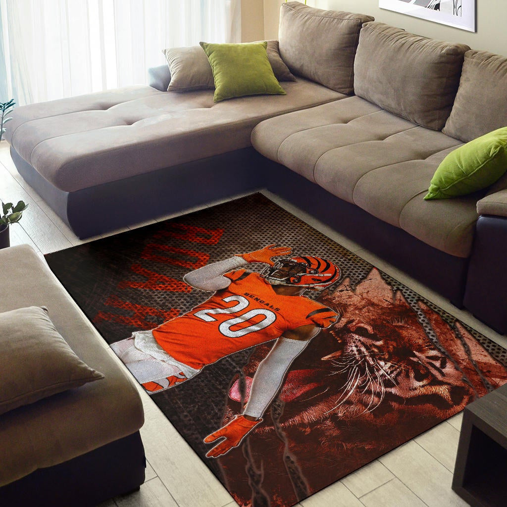 Cincinnati Bengals American Football Eli Apple Bengal Tiger Roar Claw Scratches Area Rug Home Decor