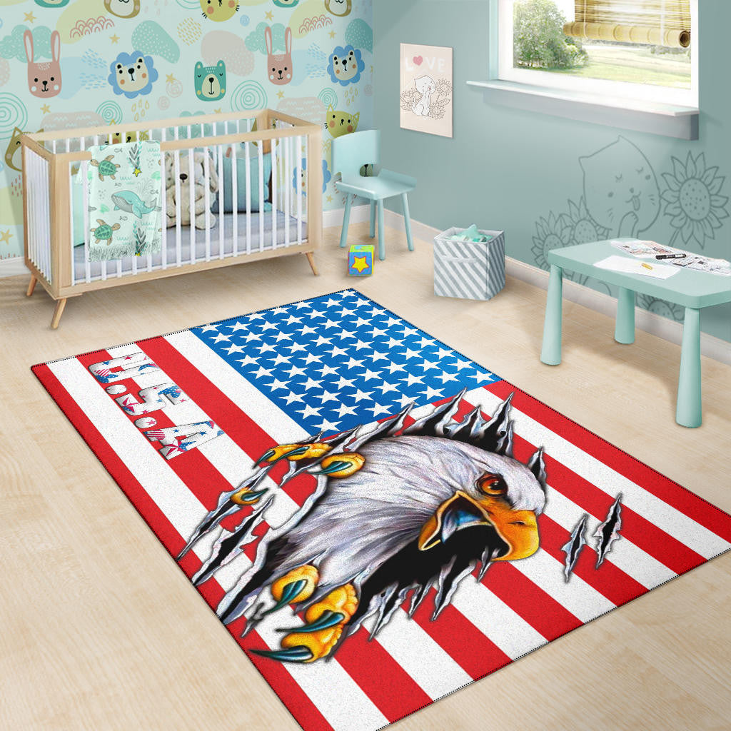 US Independence Day Bald Eagle Breaking Though Claw Scratch Area Rug Home Decor