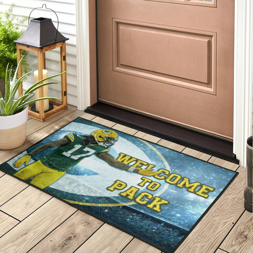 Green Bay American Football Packers Davante Adams 17 Welcome To Pack Door Mat Home Decor