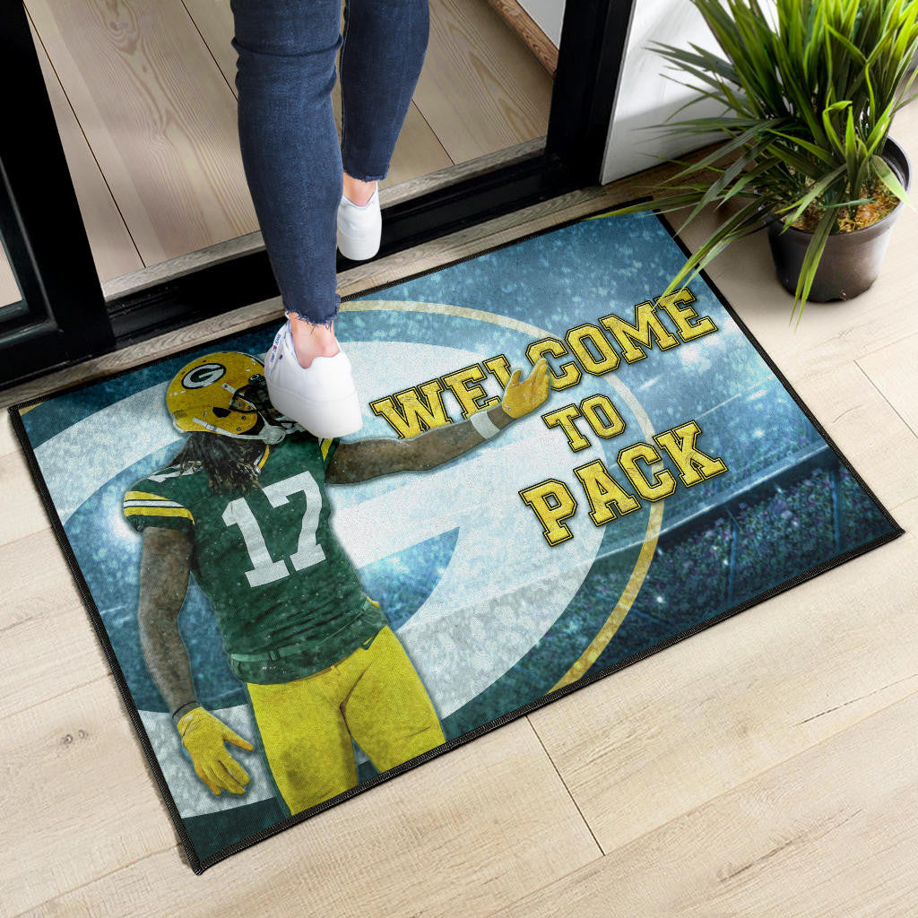 Green Bay American Football Packers Davante Adams 17 Welcome To Pack Door Mat Home Decor