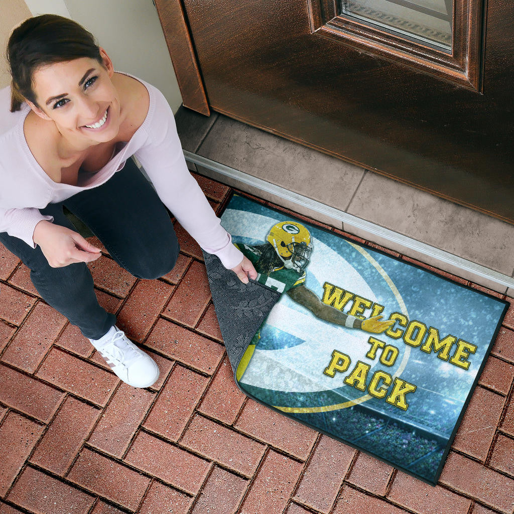 Green Bay American Football Packers Davante Adams 17 Welcome To Pack Door Mat Home Decor