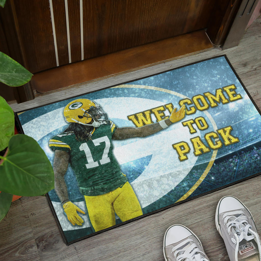 Green Bay American Football Packers Davante Adams 17 Welcome To Pack Door Mat Home Decor