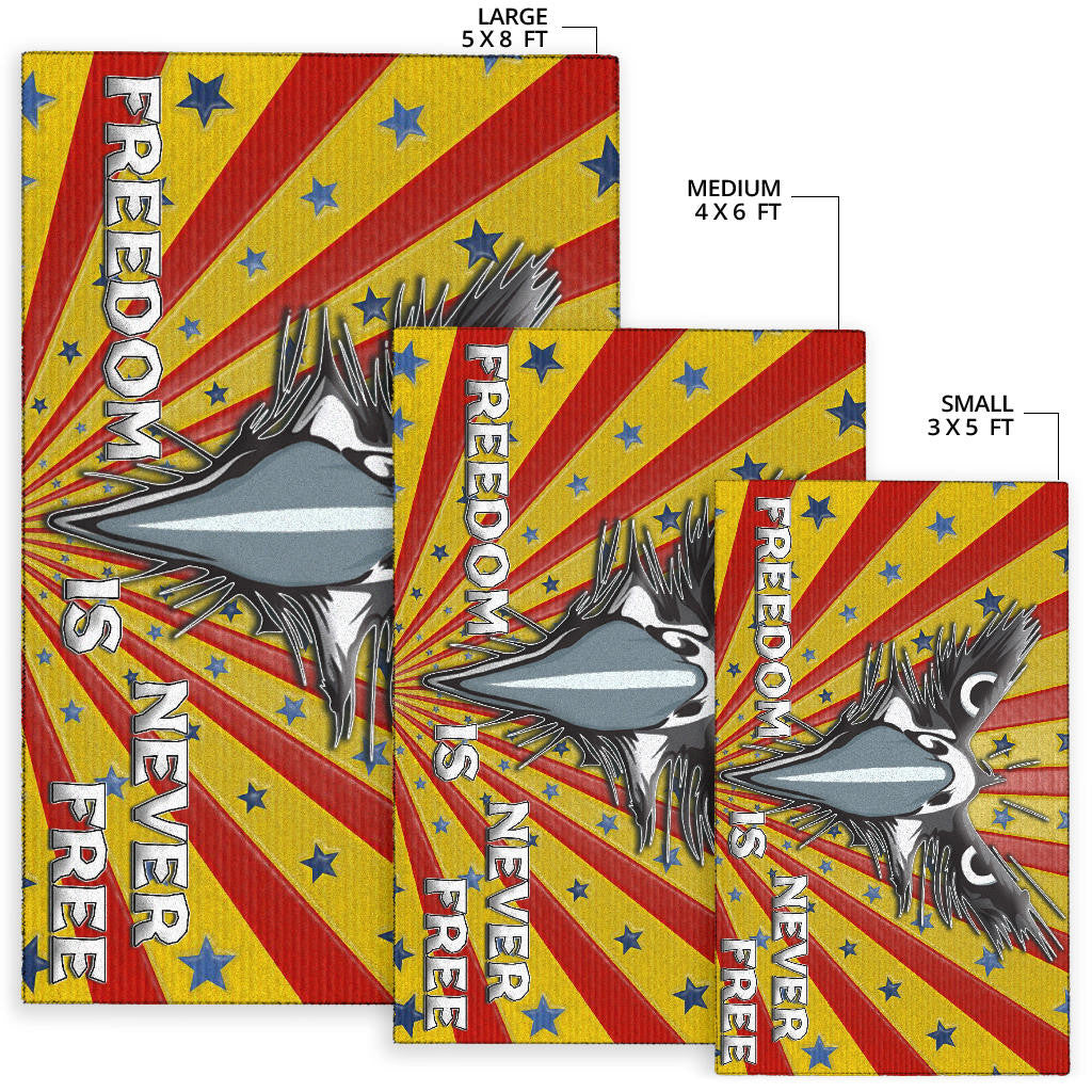 US Independence Day Eagle Minimal Face Freedom Is Never Free Area Rug Home Decor