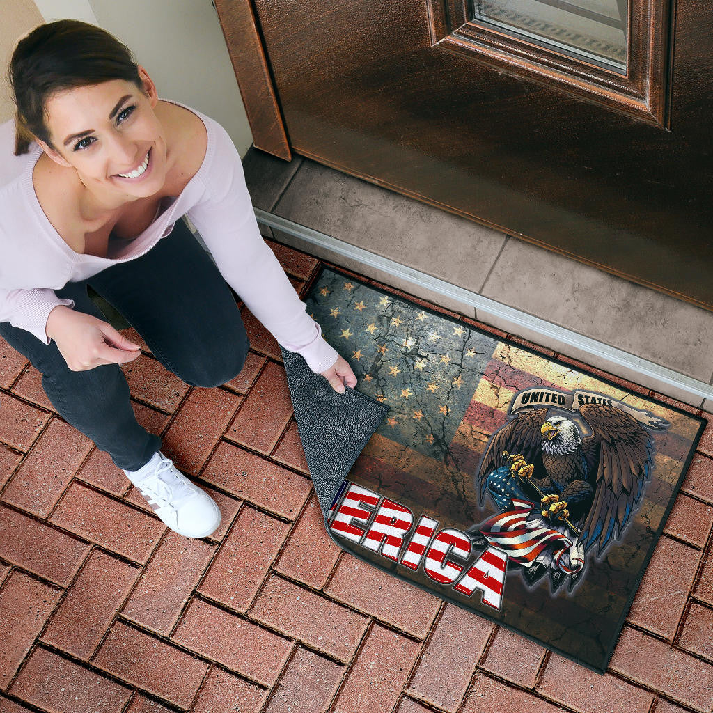 US Independence Day Bald Eagle Broken US Flag Door Mat Home Decor