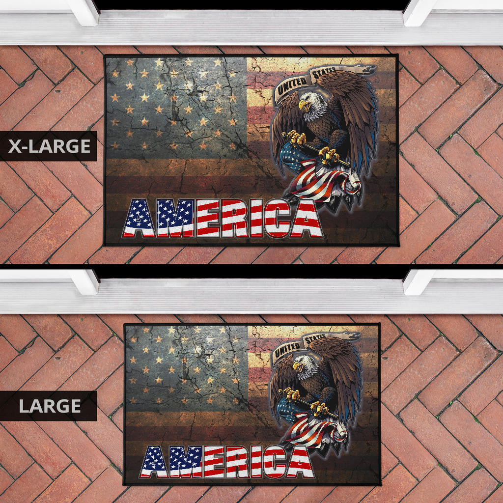 US Independence Day Bald Eagle Broken US Flag Door Mat Home Decor