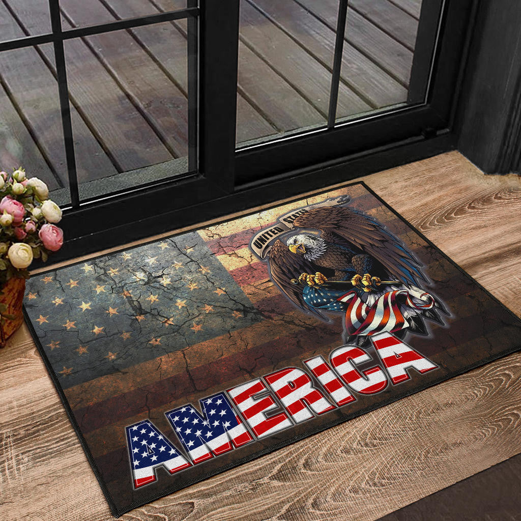US Independence Day Bald Eagle Broken US Flag Door Mat Home Decor