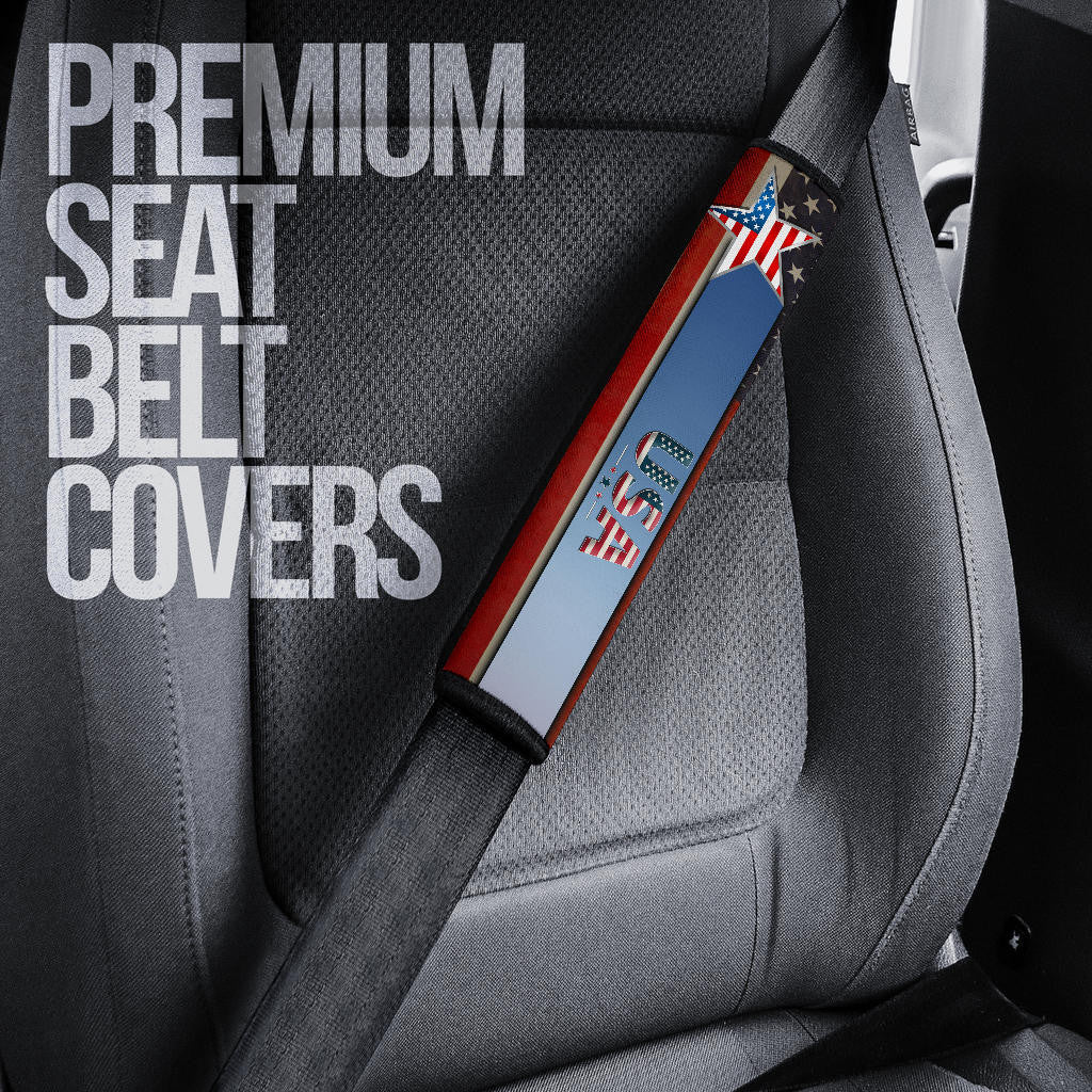 US Independence Day Funny Bald Eagle Face USA Star Flag Seat Belt Covers