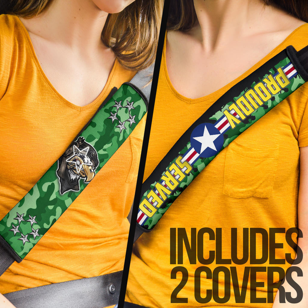 US Independence Day Proudly Served US Army Soldier Silhouette Seat Belt Covers