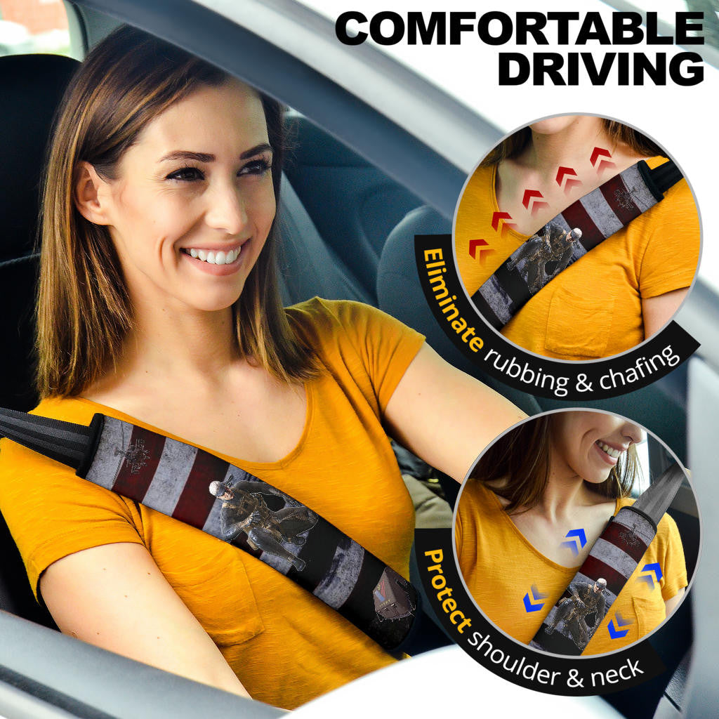 US Independence Day Captain Soldier US Flag Seat Belt Covers