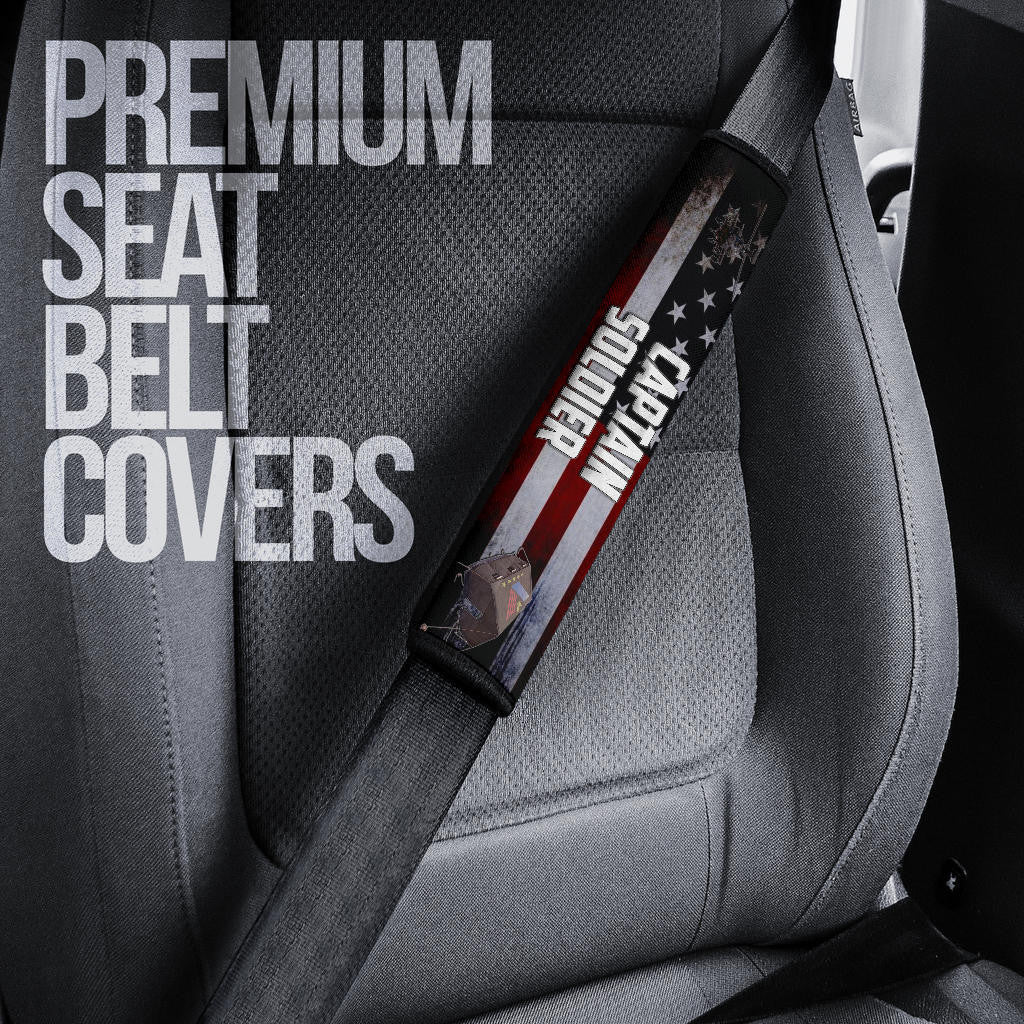 US Independence Day Captain Soldier US Flag Seat Belt Covers