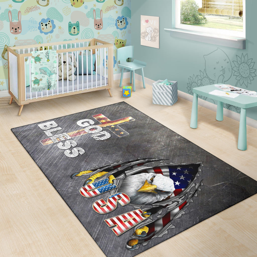 US Independence Day Eagle Emerging From Claw Scratch God Bless Area Rug Home Decor