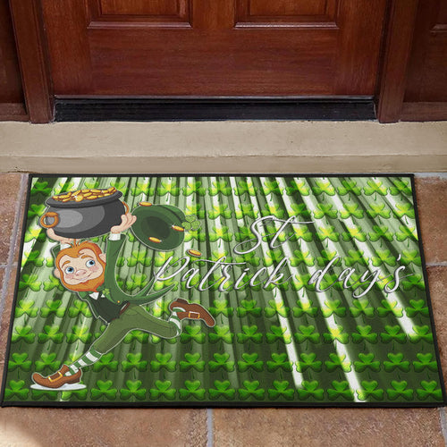 Saint Patrick's Leprechauns Stealing Pot Of Gold Coins Door Mat Home Decor