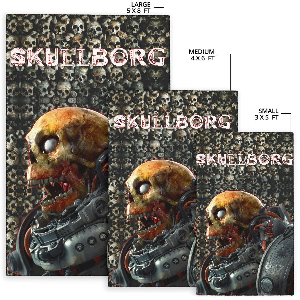 Horror Movie Robot Skullborg Skull Background Area Rug Home Decor