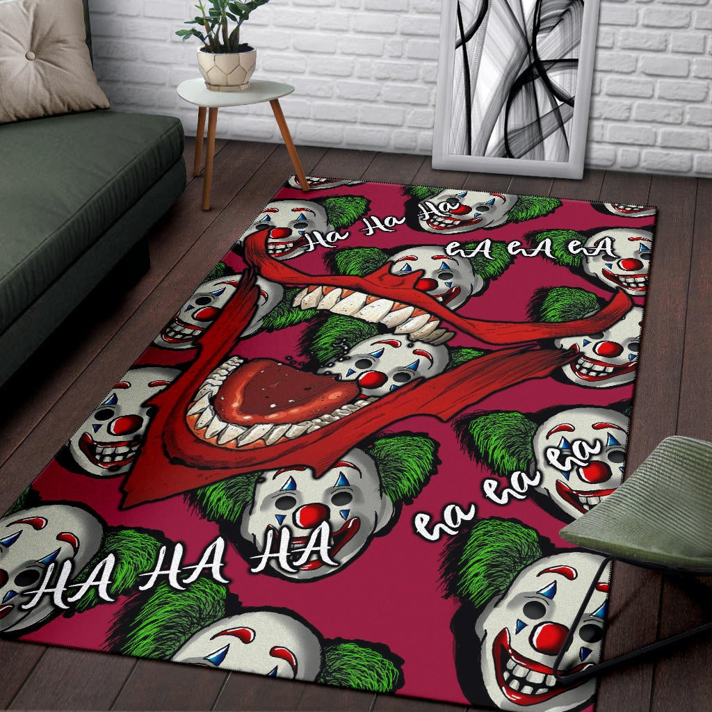 Horror Movie Joker Laughing Mouth Joker Clown Face Patterns Area Rug Home Decor