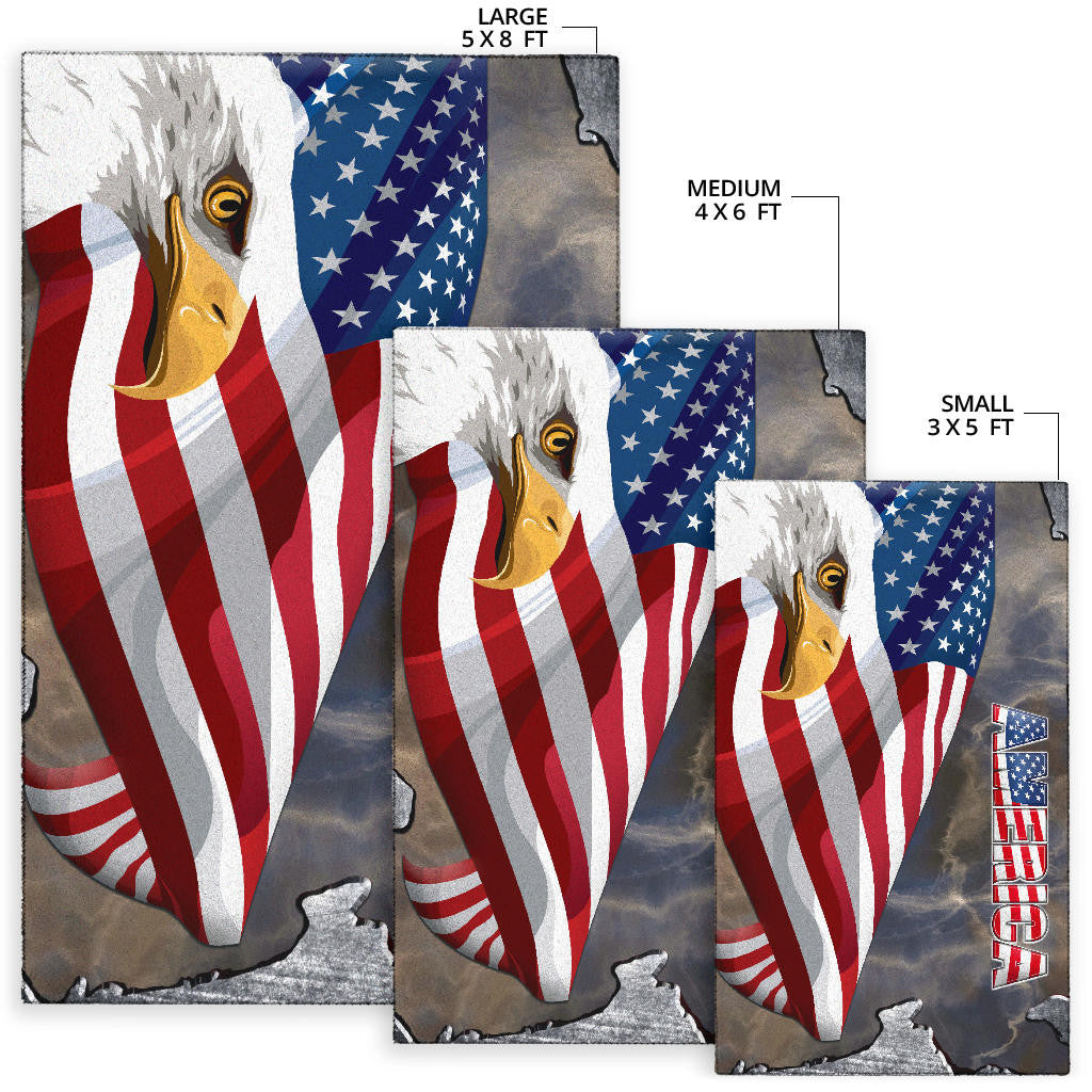 US Independence Day Minimal Eagle Head With US Flag Area Rug Home Decor