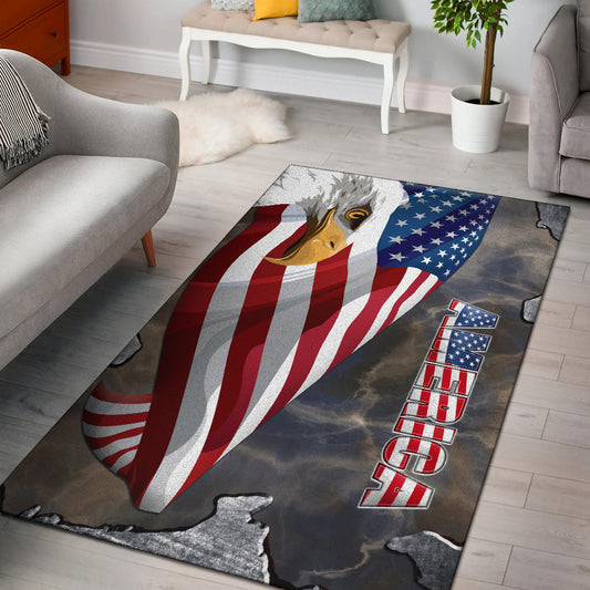 US Independence Day Minimal Eagle Head With US Flag Area Rug Home Decor