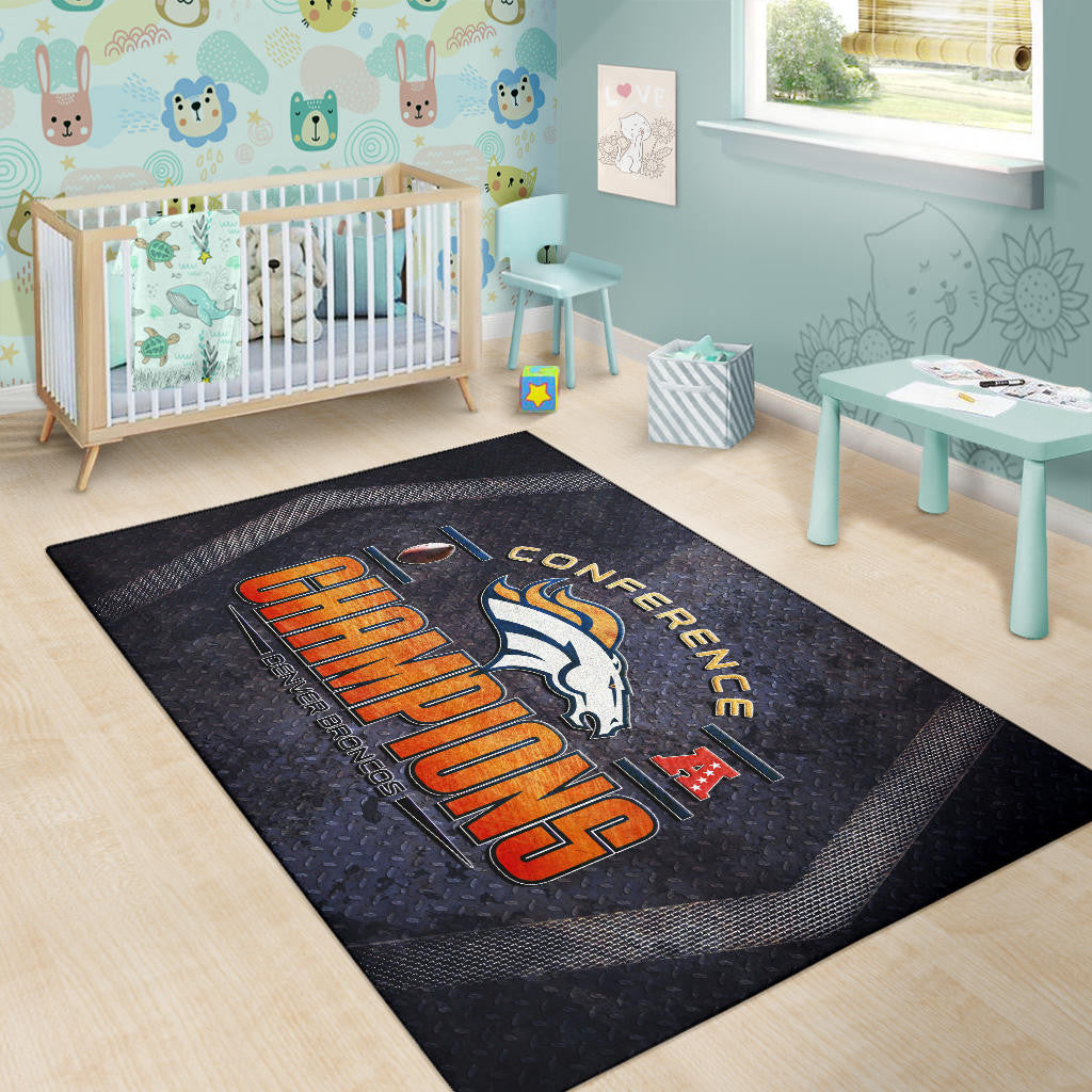 Denver American Football Broncos Broncos Champions On Steel Background Area Rug Home Decor