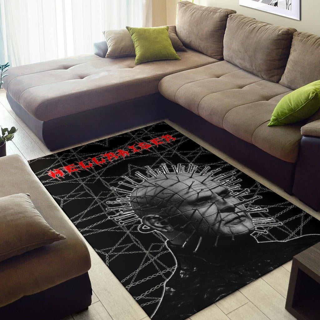 Horror Movie Hellraiser Pin Head Fire Circle Chains Background Area Rug Home Decor