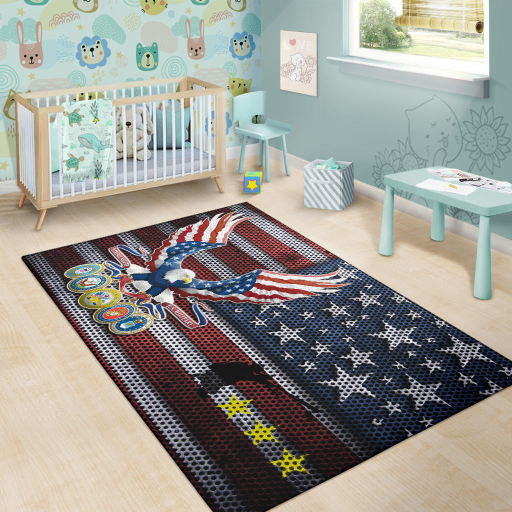 US Independence Day Bald Eagle Grab US Military Medal Area Rug Home Decor