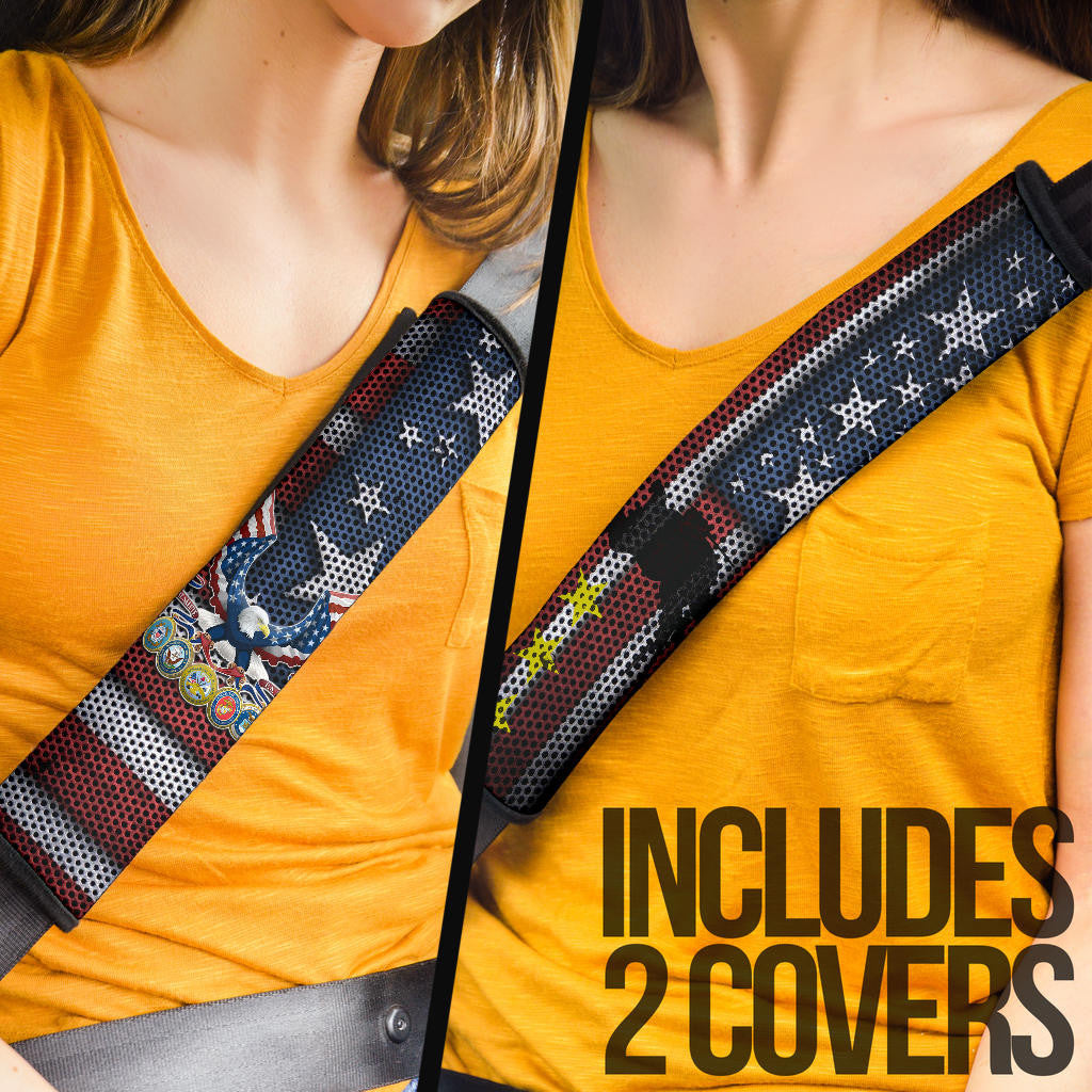 US Independence Day Bald Eagle Grab US Military Medal Seat Belt Covers