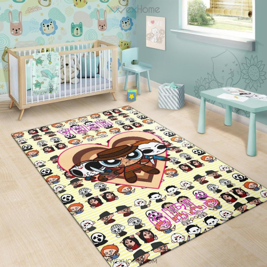 Horror Movie Powerpuff Girls Cosplay Horror Villains Chibi Patterns Area Rug Home Decor