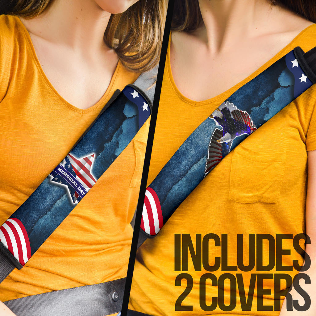 US Independence Day Eagle Standing On US Flag Star Seat Belt Covers