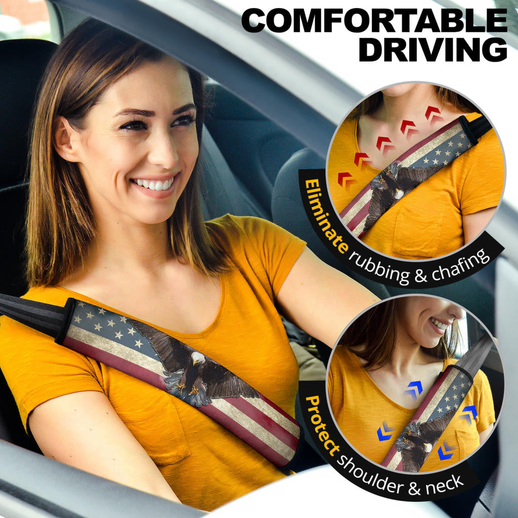 US Independence Day Bald Eagle Flying Don't Mess With Us Seat Belt Covers