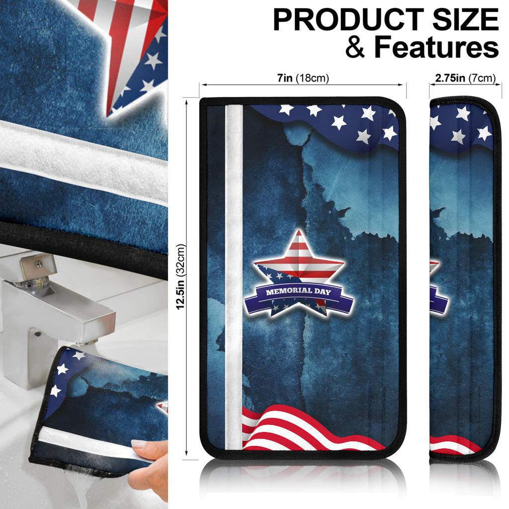 US Independence Day Eagle Standing On US Flag Star Seat Belt Covers