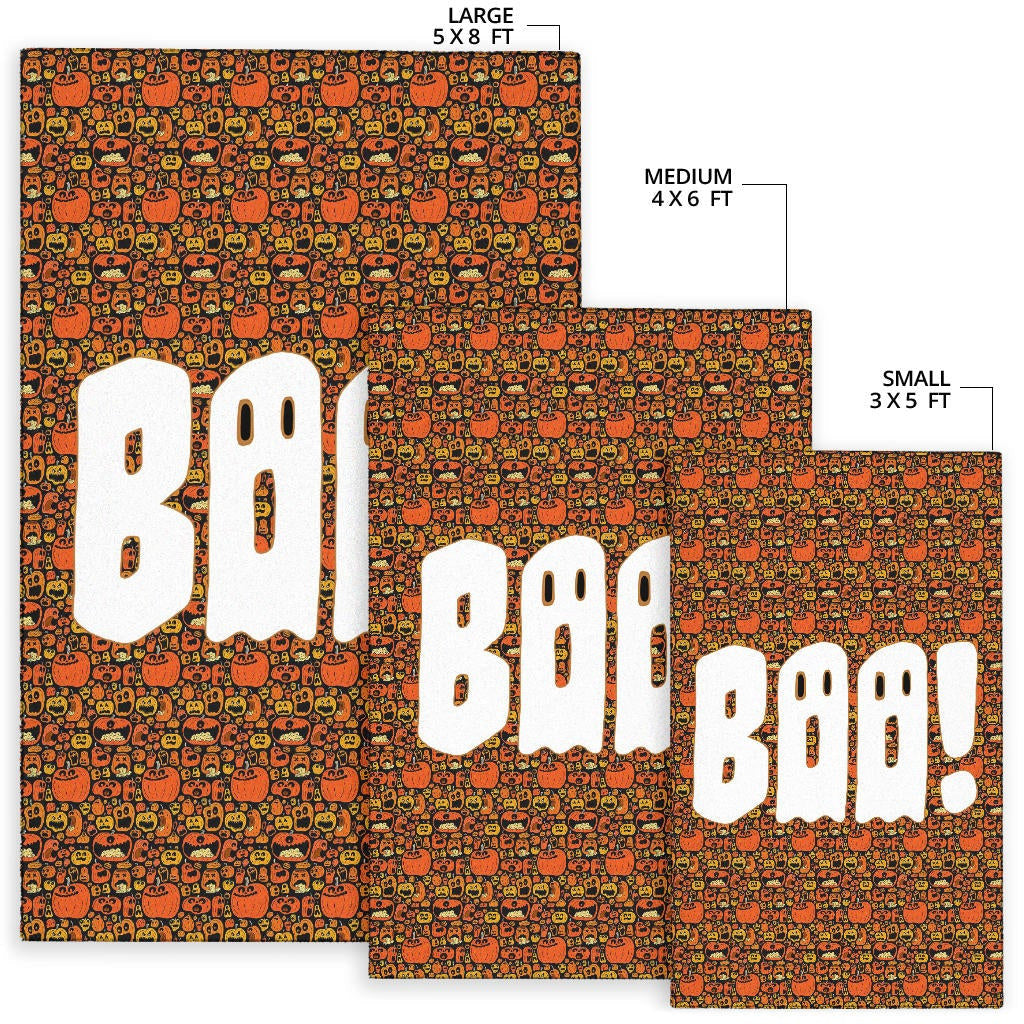 Boo!! Halloween Pumpkin Doodle Patterns Area Rug Home Decor