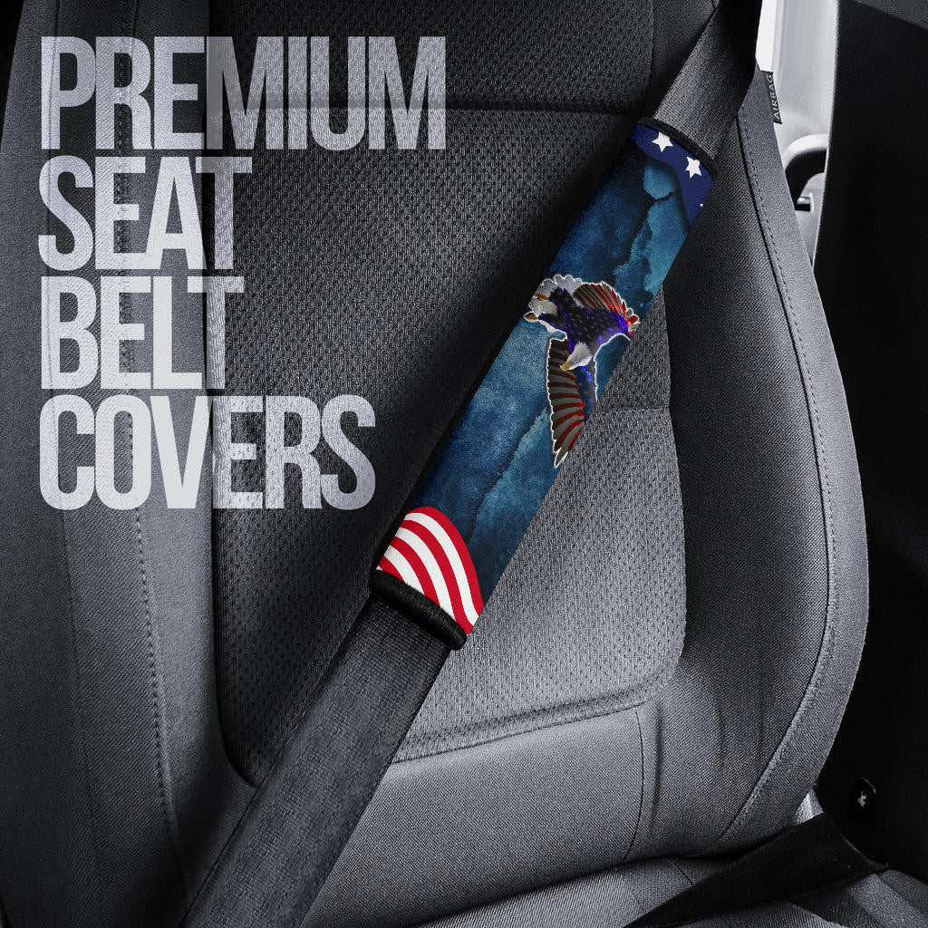 US Independence Day Eagle Standing On US Flag Star Seat Belt Covers