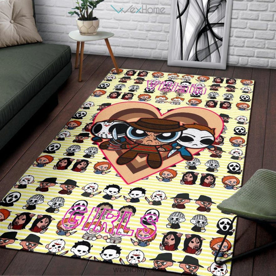 Horror Movie Powerpuff Girls Cosplay Horror Villains Chibi Patterns Area Rug Home Decor