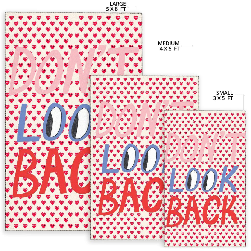 Don't Look Back Red Heart Patterns Area Rug Home Decor