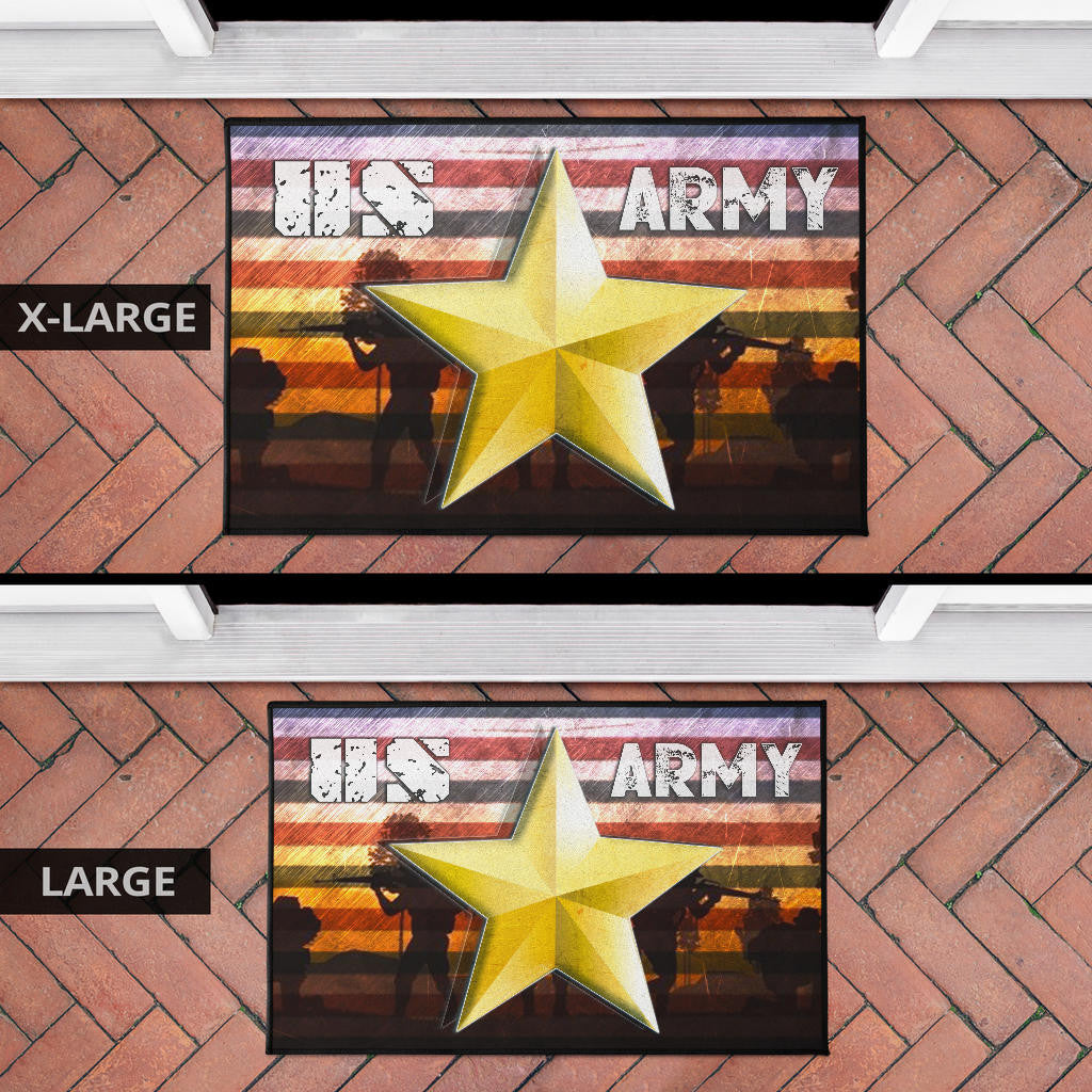 US Independence Day US Army In War Silhouette Yellow Star Door Mat Home Decor
