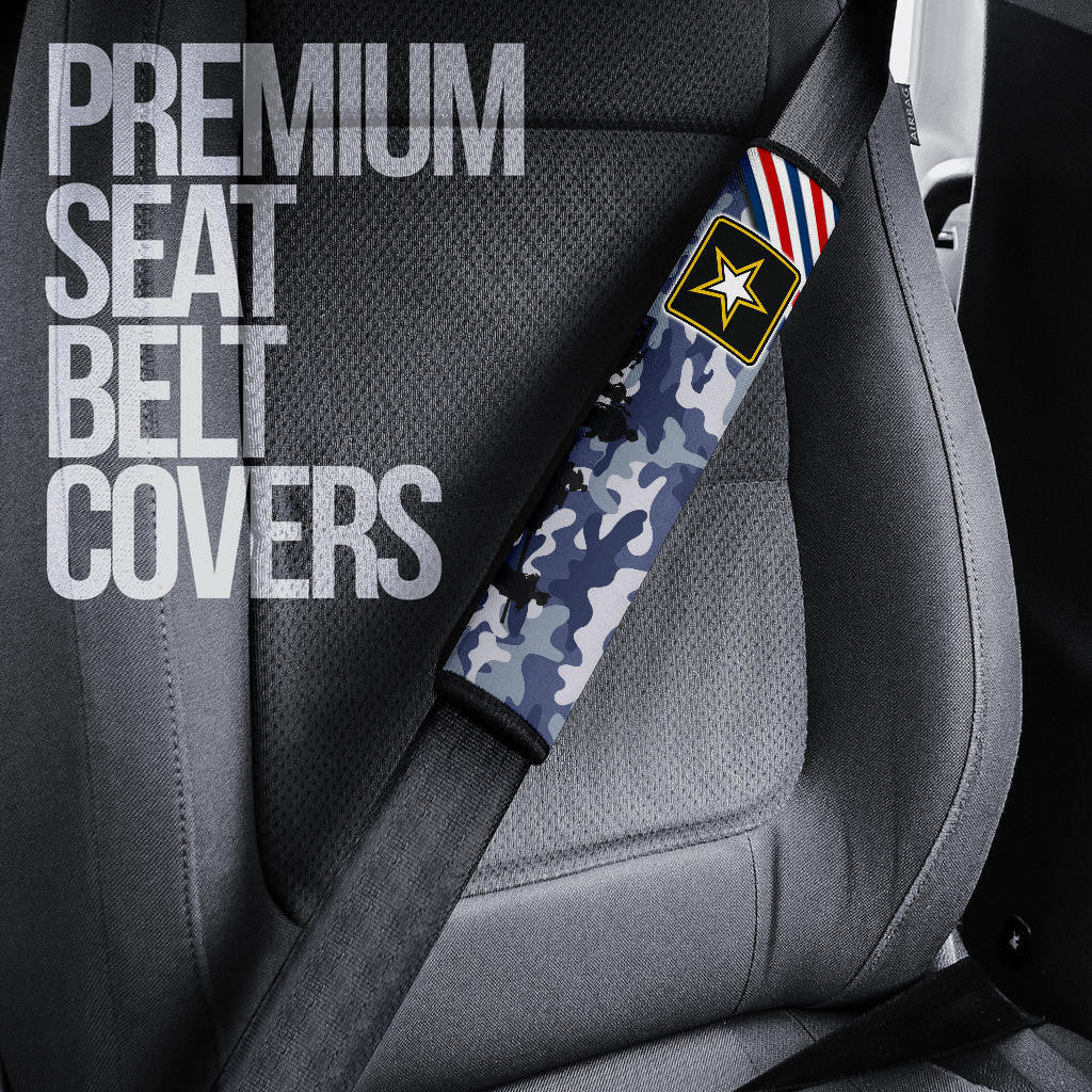 US Independence Day US Army Silhouette Star Tags Seat Belt Covers