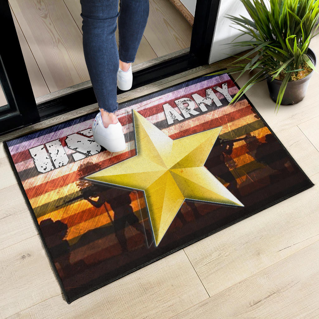 US Independence Day US Army In War Silhouette Yellow Star Door Mat Home Decor