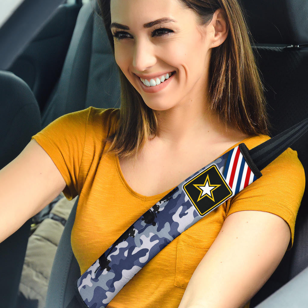 US Independence Day US Army Silhouette Star Tags Seat Belt Covers