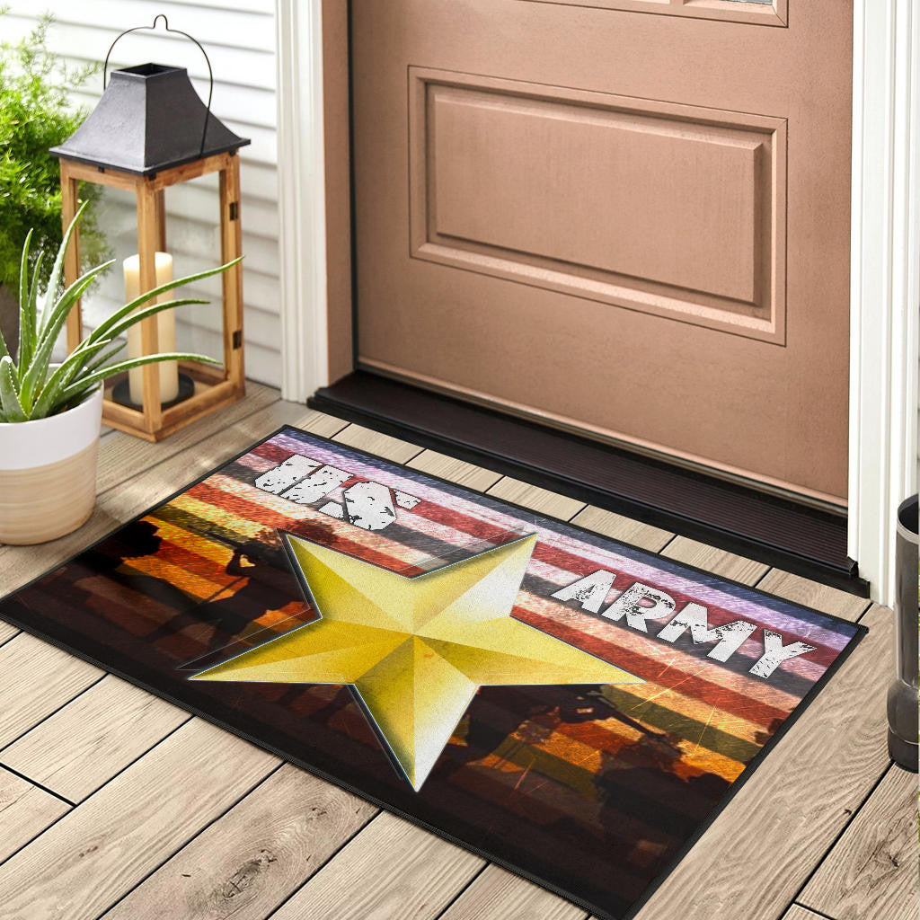US Independence Day US Army In War Silhouette Yellow Star Door Mat Home Decor