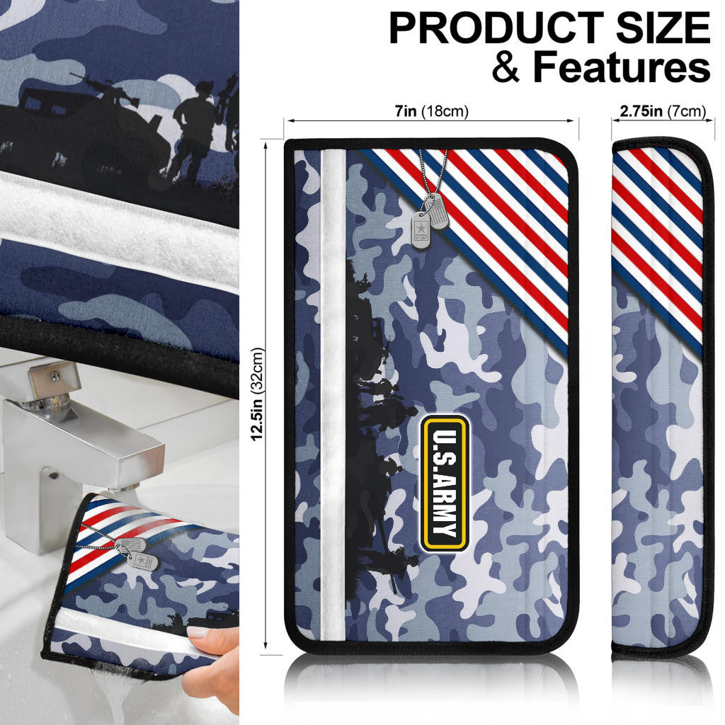 US Independence Day US Army Silhouette Star Tags Seat Belt Covers
