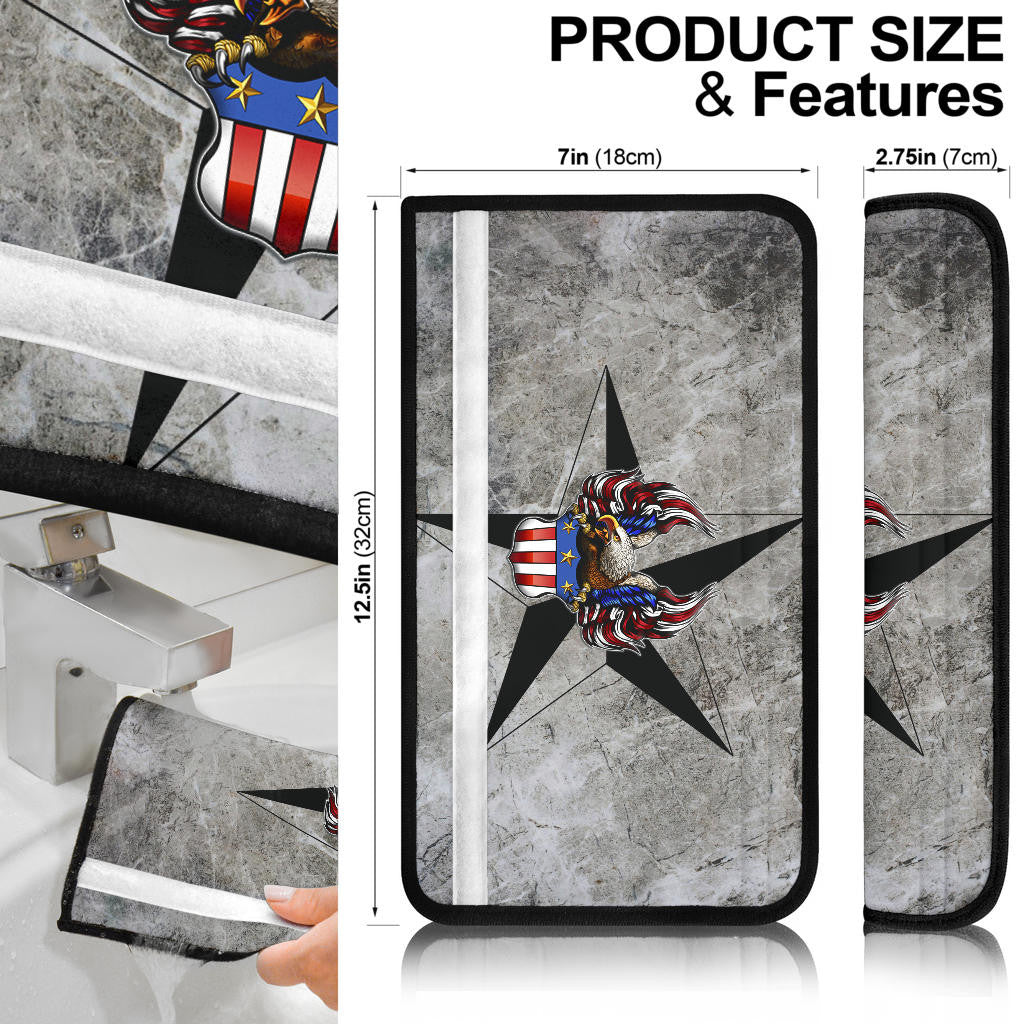 US Independence Day Americans Never Quit Eagle With Flag Seat Belt Covers