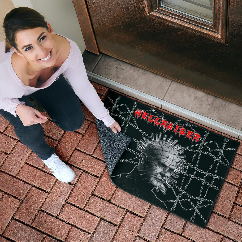 Horror Movie Hellraiser Pin Head Fire Circle Chains Background Door Mat Home Decor