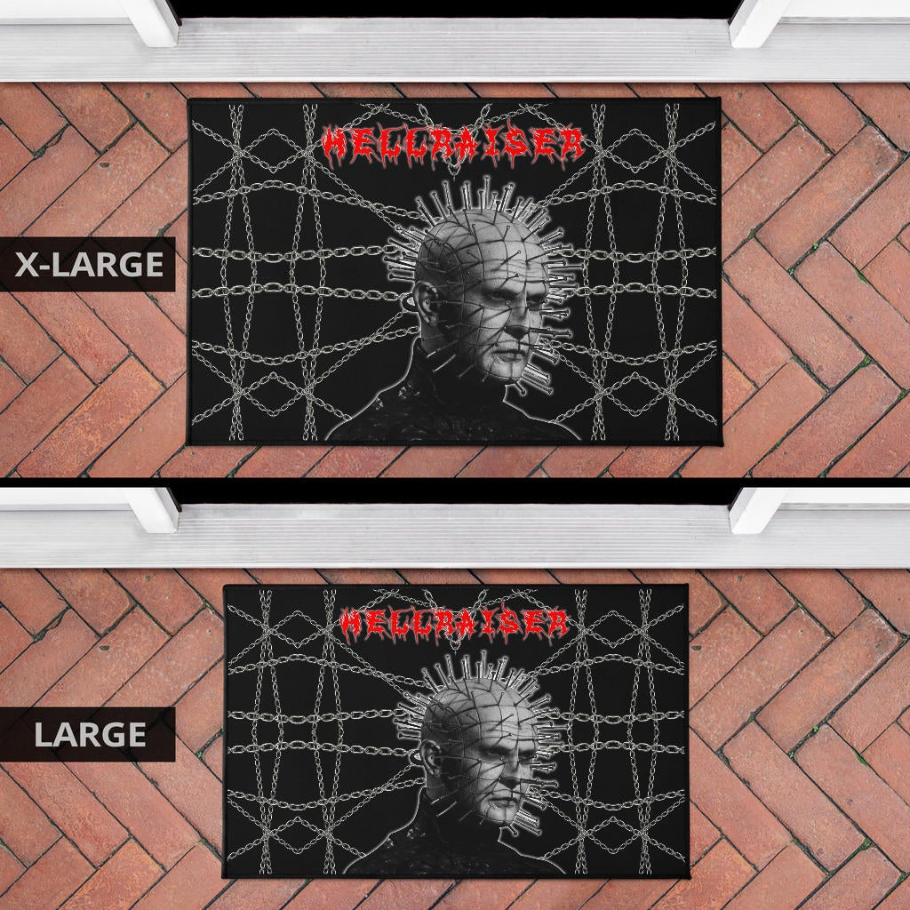 Horror Movie Hellraiser Pin Head Fire Circle Chains Background Door Mat Home Decor