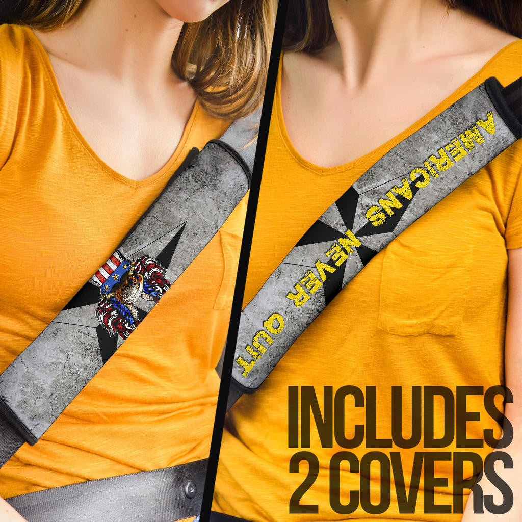 US Independence Day Americans Never Quit Eagle With Flag Seat Belt Covers
