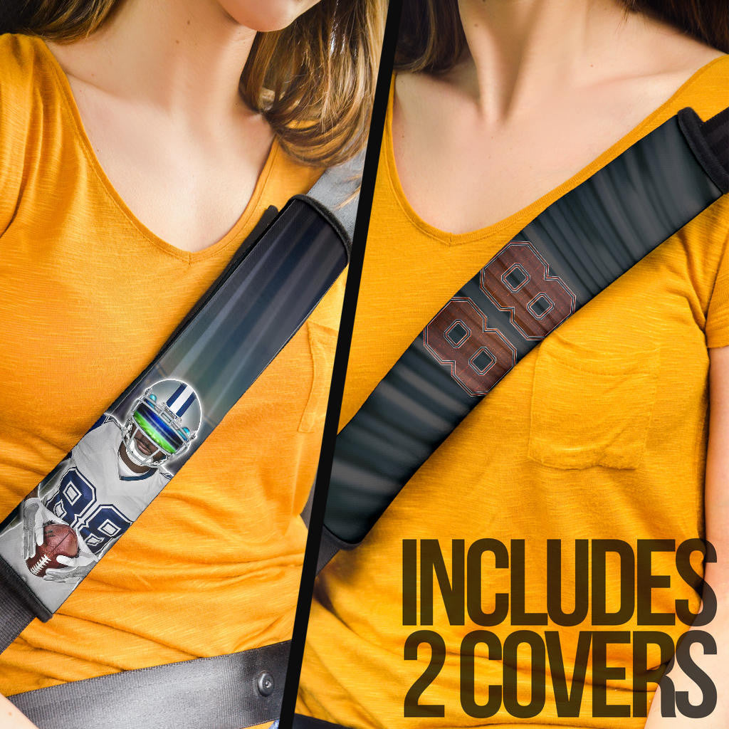 Dallas Football Cowboys American Player 88 Brown Stars Holding Rugby Ball Seat Belt Covers