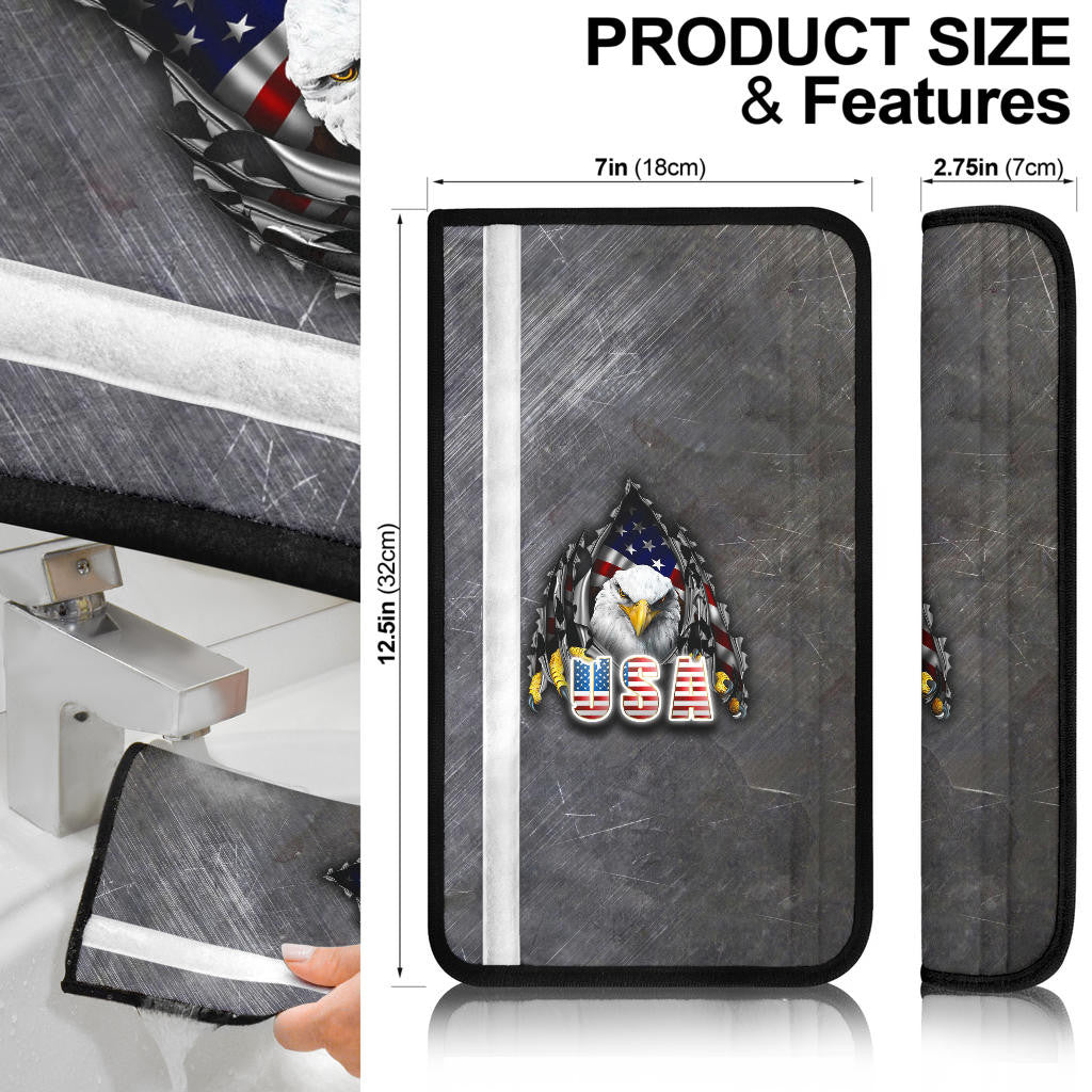 US Independence Day Eagle Emerging From Claw Scratch God Bless Seat Belt Covers