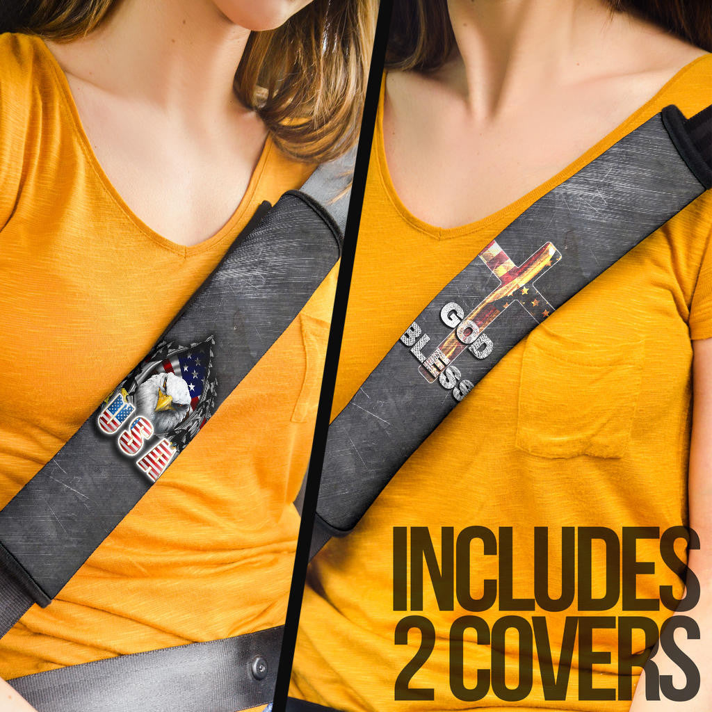 US Independence Day Eagle Emerging From Claw Scratch God Bless Seat Belt Covers