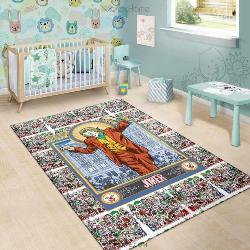 Horror Movie Joker Dancing Joker Face Cards Patterns Area Rug Home Decor