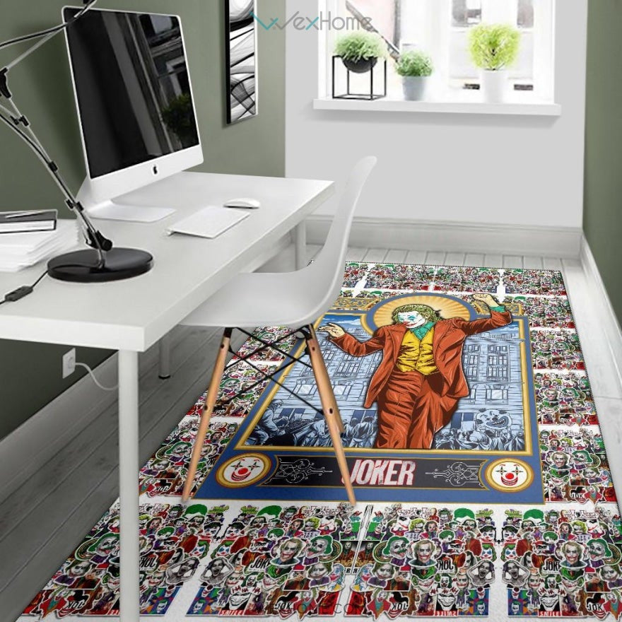 Horror Movie Joker Dancing Joker Face Cards Patterns Area Rug Home Decor